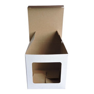 Caja Para Taza 1 Ventana X 100u Packaging Blanco Madera Taz1