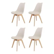 04 Cadeiras Leda Base Wood  Artiluminacao - Frete Gratis