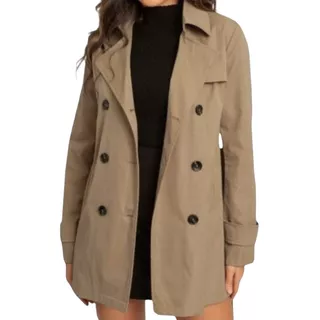 Trench Coat Feminino Sobretudo Botões Fivela Impermeável 