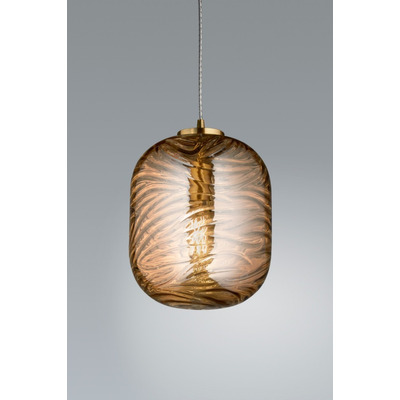 Lampara Colgante Globo Onda Bronce Apto Led Deco Moderno Gmg