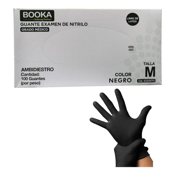 Guantes De Nitrilo Negros Dedos Texturizados (caja 100 Uds)