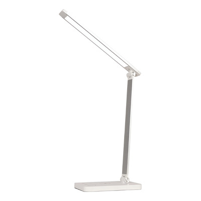 Lampara Velador De Mesa Pluton Blanco Led Dimerizable Mc