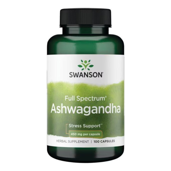 Swanson Full Spectrum Ashwagandha Adaptogeno Natural Americano Alivia Estres Stress Potente 100 Capsulas