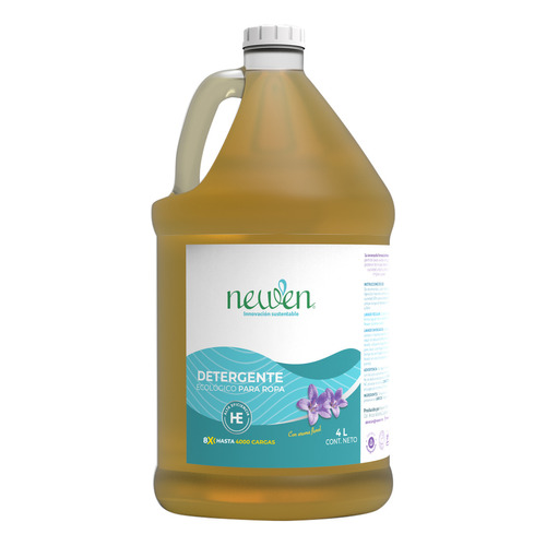 Newen 4 litros detergente líquido sin enjuague para ropa biodegradable con pH neutro y rinde hasta 400 cargas de lavado