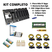 Kit Mineração - Placa Mãe 8 Pci + Memoria Ram 8gb + Ssd 128g