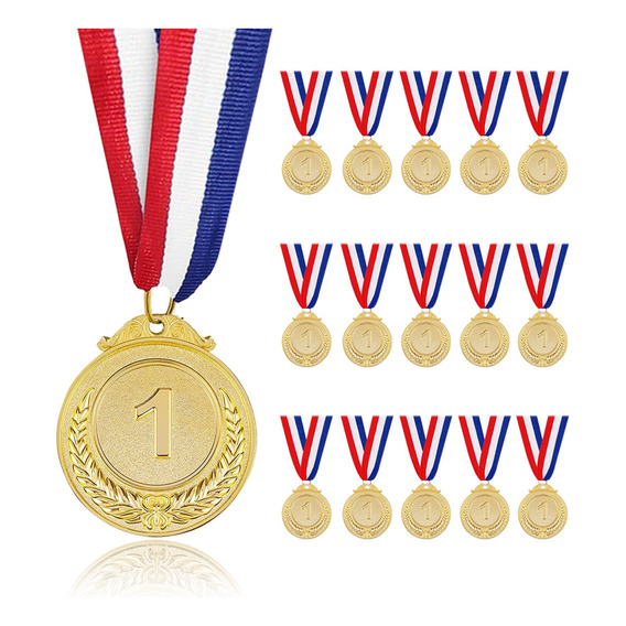 15 Piezas Medallas Deportivas Metal De Oro Para Ganadores