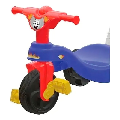 Triciclo Tico Tico Motoca Menino Com Empurrador E Pedal Cor Azul