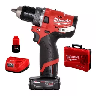 Taladro Ator. Percutor A Bateria 12v Fuel Milwaukee 2504-259 Color Rojo Y Negro