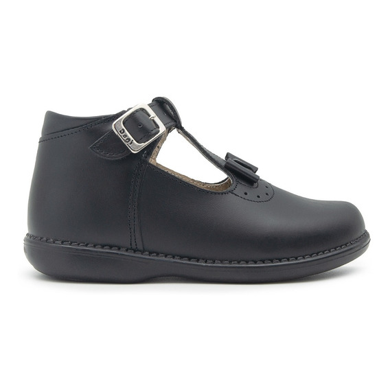 Zapato Bota Niña Dogi Con Arco Hebilla Negro Piel 12-14.5