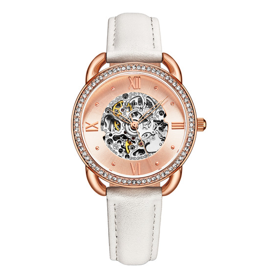 Reloj Stuhrling Original Auto Skeleton De 36 Mm Para Mujer