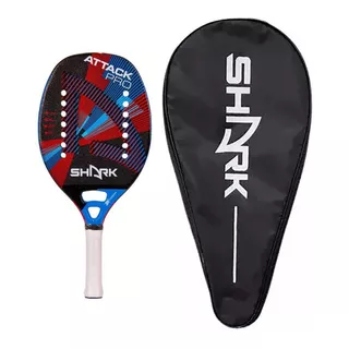 Raquete De Beach Tennis Shark Attack Pro 2023 Azul/vermelho Cor Azul