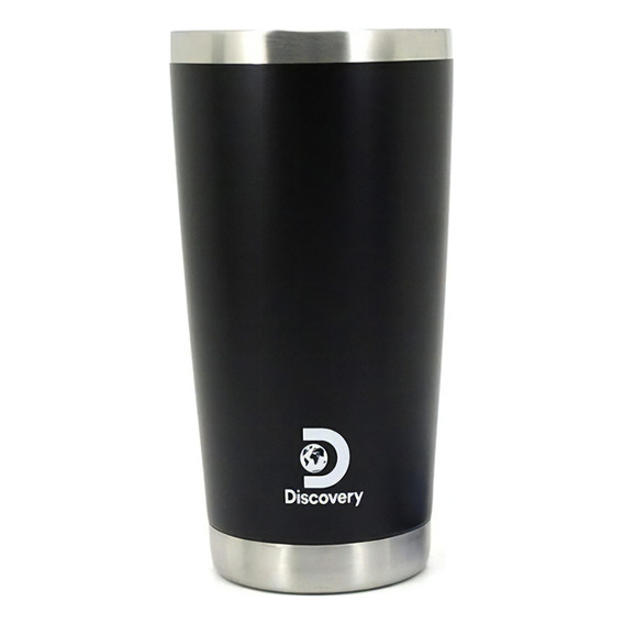 Vaso Termico Discovery Con Tapa Acero Inox Grande Café Té Color Negro