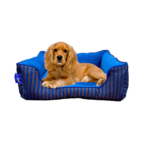 Cama Para Perro Chico A Mediano Tela Suave Base Impermeable Color Azul