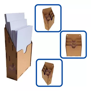 Organizador Vertical Papel  A4 Com 3 Baias Mdf Cru Suport