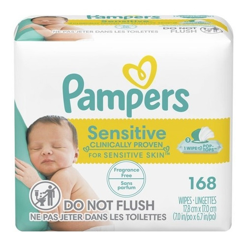 Toallas Húmedas Pampers Sensitive Baby Wipes Caja 168 Pza.