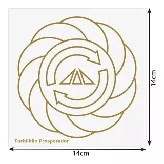 Placa Decorativa Master Chi Radiônico Radiestesia Prosperidade Sucesso De Gráfico Feng Shui Ps Poliestireno Com Desenho Turbilhão Prosperador 14cm De Largura X 14cm De Altura