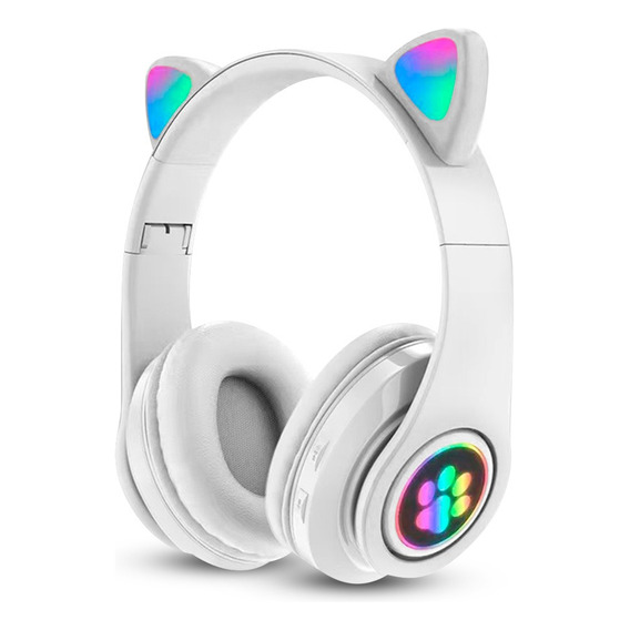 Audífono Gato Inalámbrico Bluetooth Led Rgb Blanco 2024