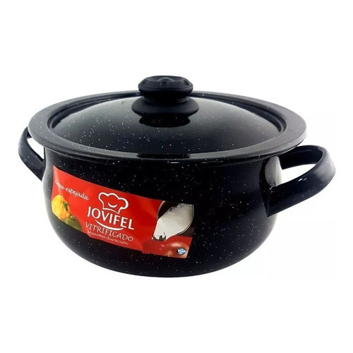 Cacerola Olla Enlozada Negra 24cm Bombe C/ Tapa Jovifel 5 Lt Color Negro