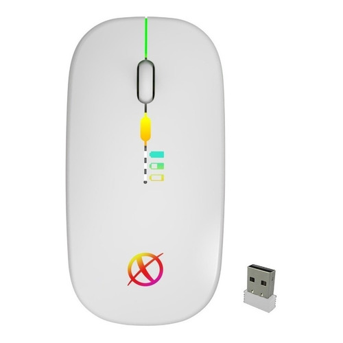 Mouse Inalámbrico Recargable Luces Led Gamer Pc/laptop Fino Xinua M3 Color Blanco