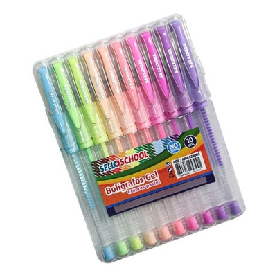 Set Estuche Rígido 10 Lápices Gel Colores Pastel