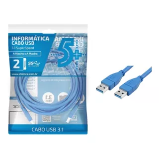 Cabo Extensor Usb 3.1 A Macho X A Macho 2,0 Metros Extensão