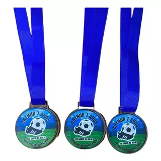 Kit 30 Medalhas Personalizadas Aniversario Futebol 5cm