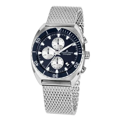 Reloj Jacques Lemans Hombre De Lujo En Acero 1 2041g Azul Color de