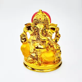 Estátua Ganesha Dourado 8cm Amarelo + Brinde