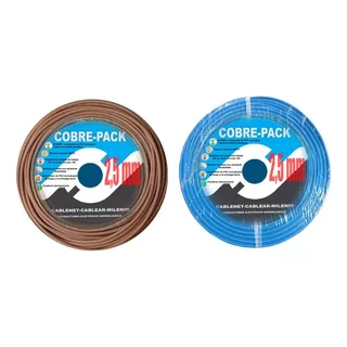 Cable Unipolar 2,5mm Pack X2 Rollos Celeste Y Marrón X 100mt