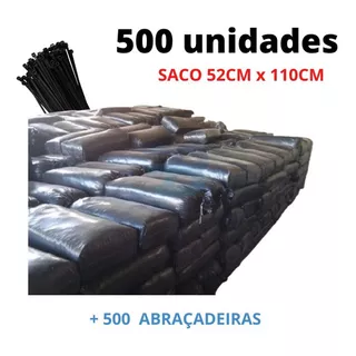 Saco Para Silagem 52x110 500un. + 500 Abraçadeiras Com