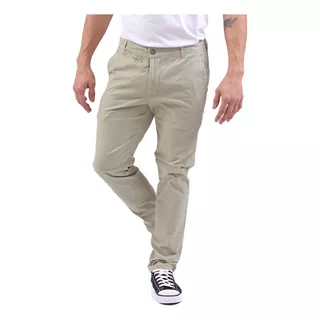 Pantalón Chino Slim De Gabardina Gris Ceniza