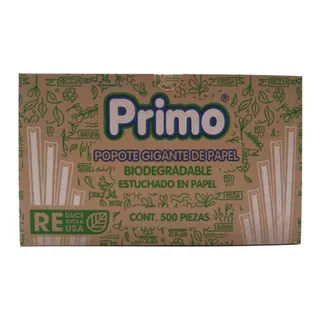 Popote De Papel Primo Biodegradable Con 500 Piezas Color Blanco