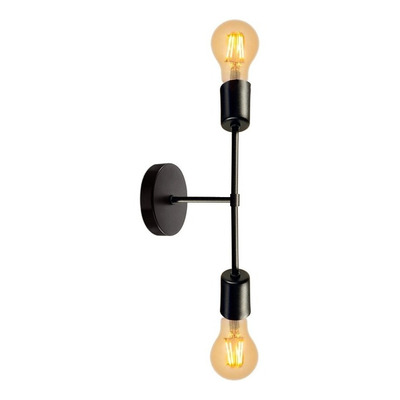 Aplique 2 Luces Negro Vintage Apto Led E27 Deco Moderno