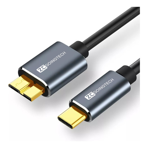 Cable Usb C A Micro B 3.1 5 Gb 3a Para Disco Duro 0.5 Metros Color Gris