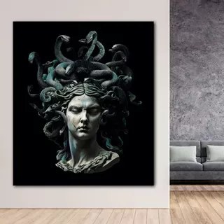 Cuadro Escultura Cabeza De Medusa Artistico Canvas 80x80