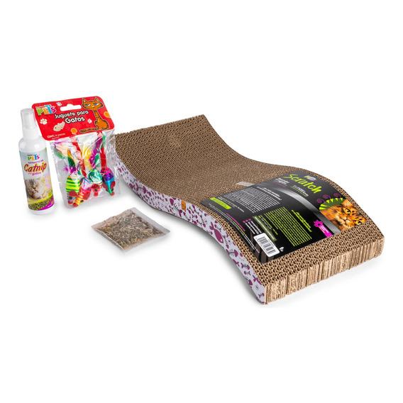 Kit Para Gatos Incluye Rascador/ Catnip/ 4 Ratoncitos