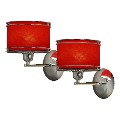 Pack X2 Aplique Pared Doble Aro Cromo Deco Moderno Rojo