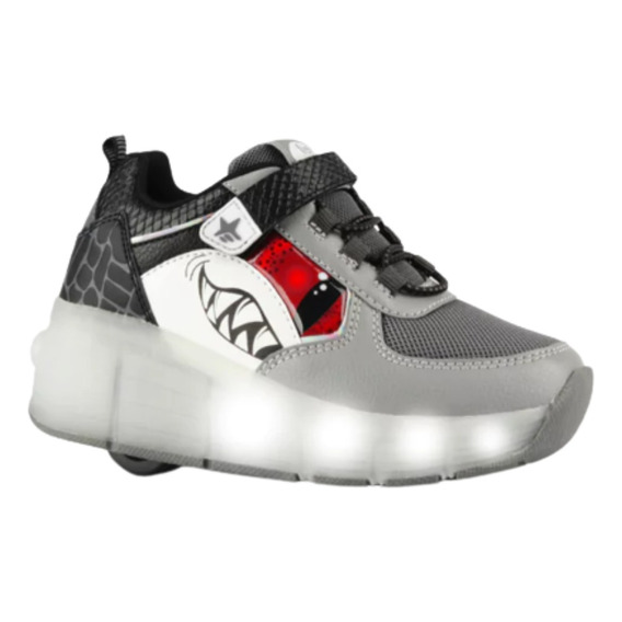 Zapatillas Roller Shark Gris Con Luces Led Roll691 Footy