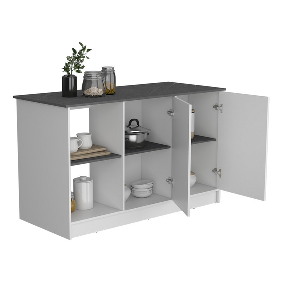 Isla De Cocina Rta Design Juniper 90x150x64 Color Blanco Onix