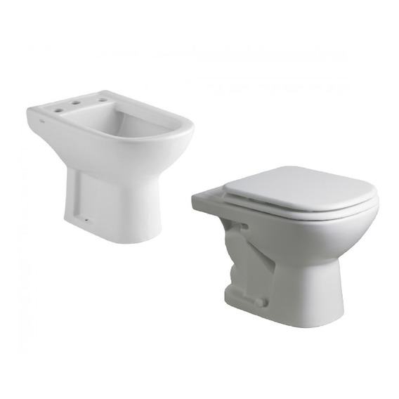 Combo Ferrum Bari Bidet + Inodoro Corto Blanco Baño Completo