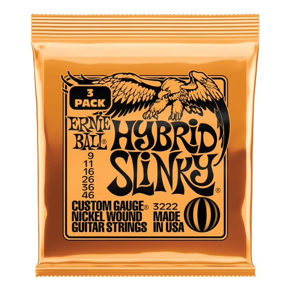 Pack 3 Set Cuerdas G. Electrica Ernie Ball Hydrid Slinky9-46