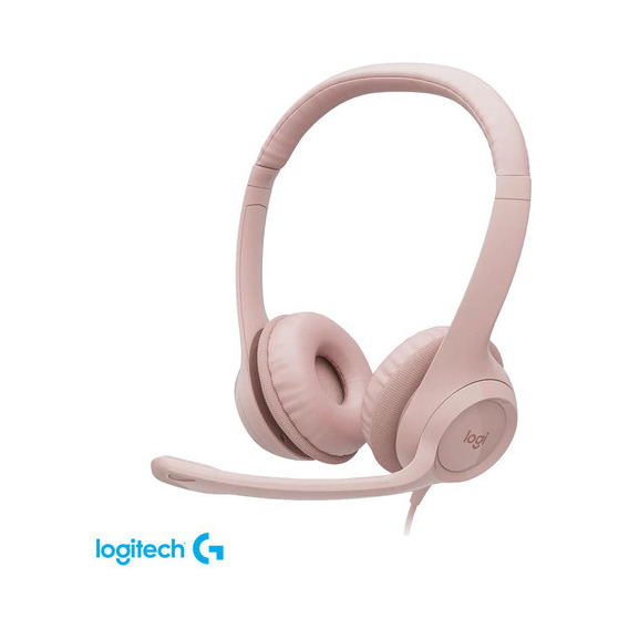 Audifono Logitech H390 Usb C/ Cancelación De Ruido Color Rosa