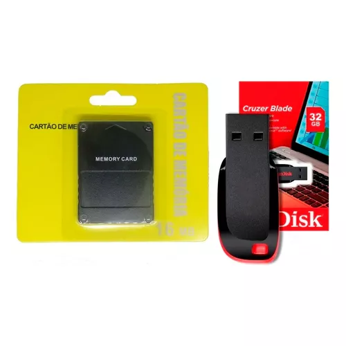 Kit Opl Memory Card Ps2 + Pendrive 64 Gb + Jogos