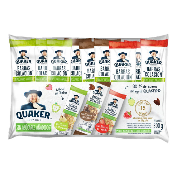 Pack 15 Barras De Colación Quaker Mixtas 300g C/u