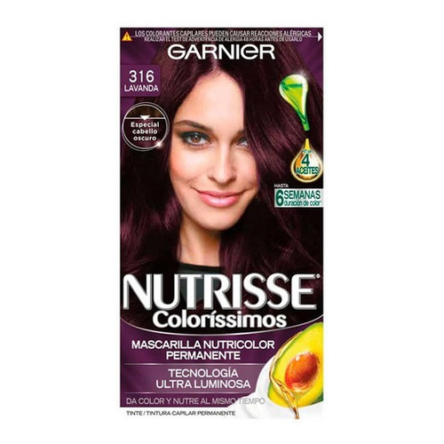 Kit Tinte Garnier  Nutrisse coloríssimos Mascarilla nutricolor permanente tono 316 lavanda para cabello