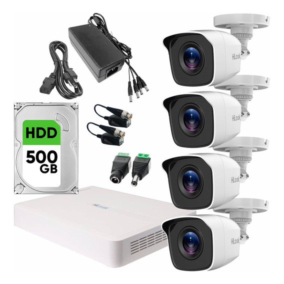 Hilook Kit Cctv Turbo Hd 4 Cámaras 720p Metálicas Hdd 500 Gb