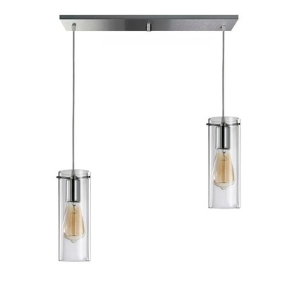 Colgante 2 Luces Cromo Deco Apto Led Cilindro Transparente 