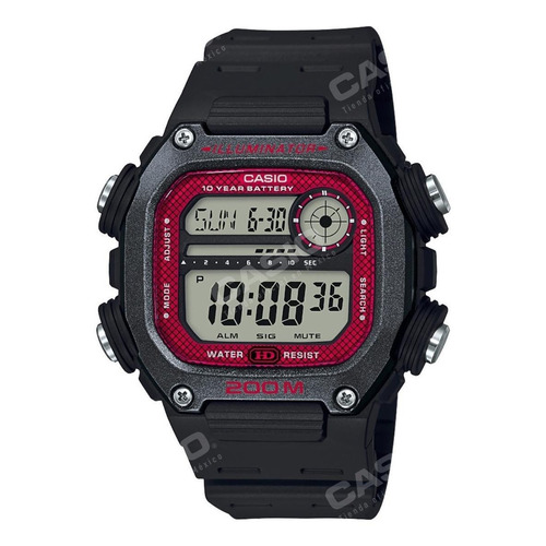 Reloj pulsera digital Casio DW-291 con correa de resina color negro - fondo gris