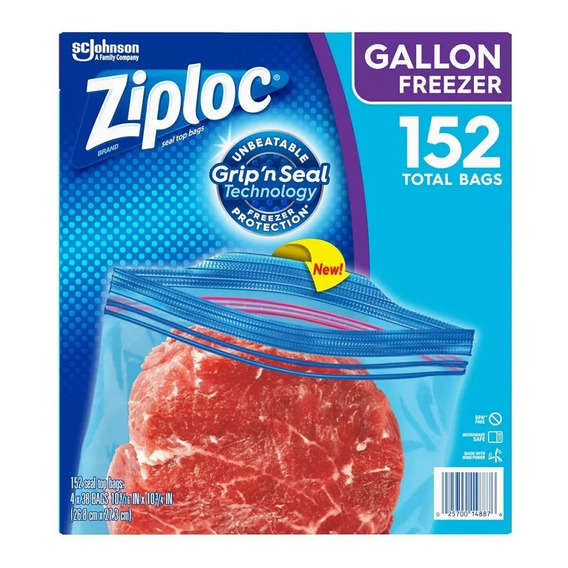 Bolsas Reutilizable Ziploc® P/congelar Gallon Freezer 152pzs