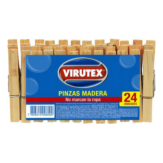 Pinzas Para Ropa De Madera X24 Virutex Color 52028